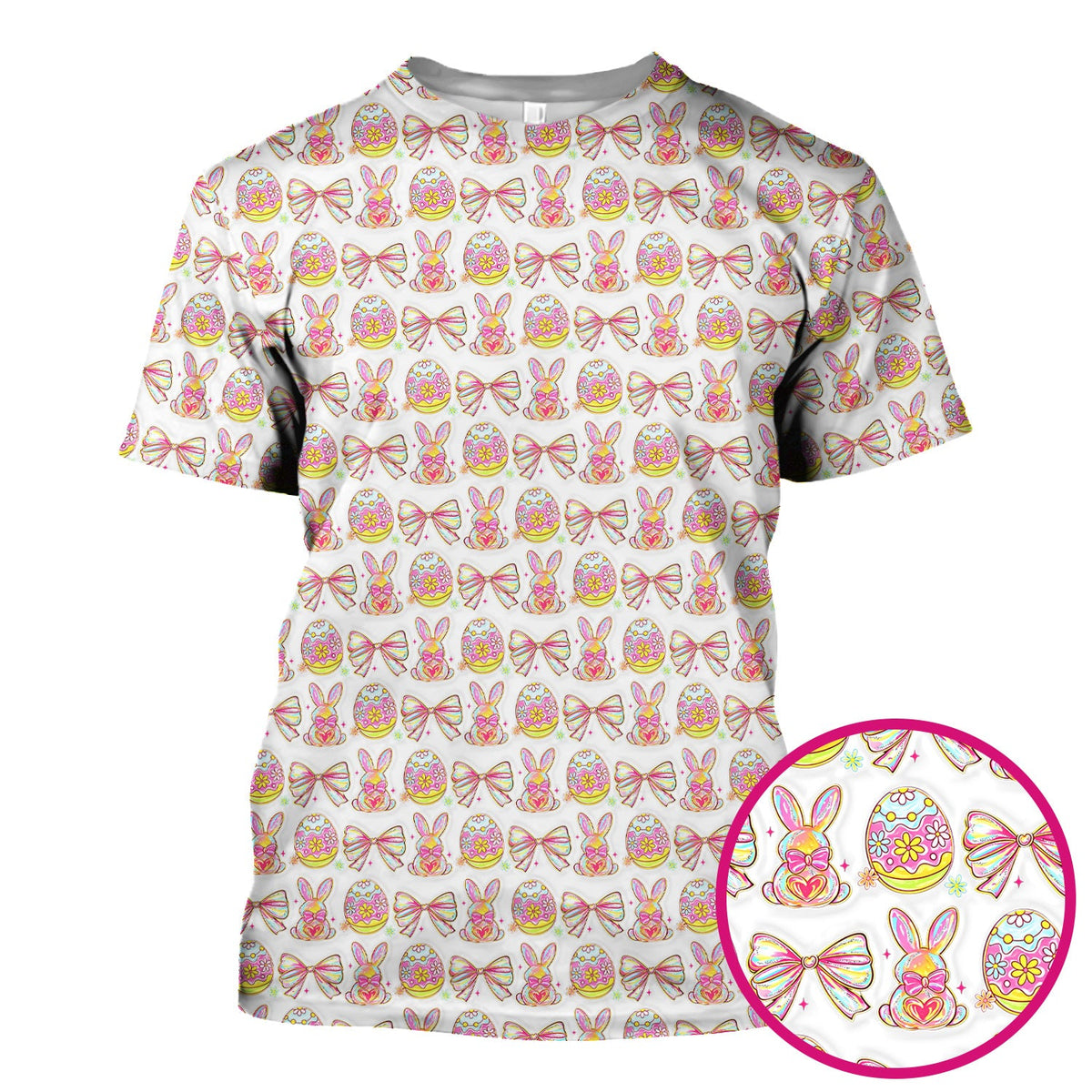 Bunny Pastel Egg Bow Nurse Scrub Top - Easter Gift