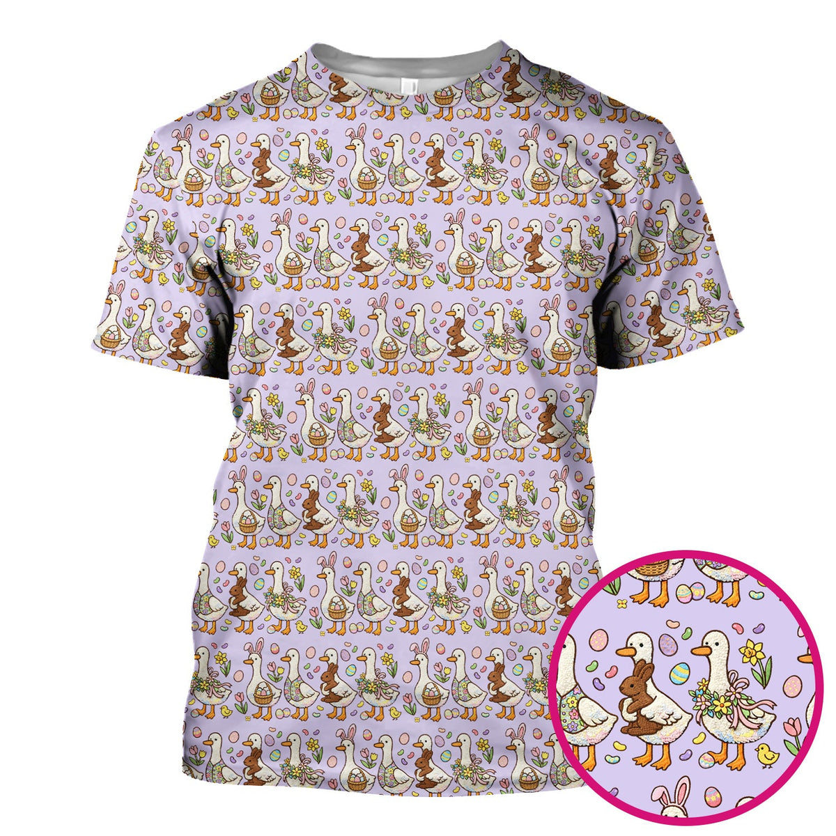 Duck Bunny Egg Floral Nurse Scrub Top - Easter Gift