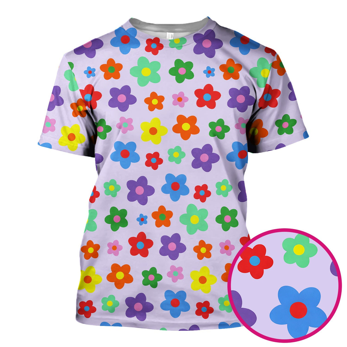 Colorful Retro Flower Nurse Scrub Top