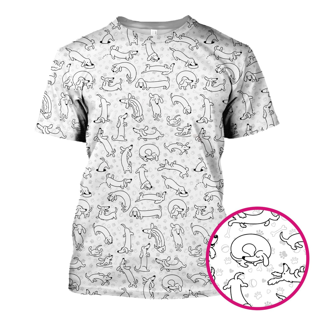 Dachshund Line Art Nurse Scrub Top