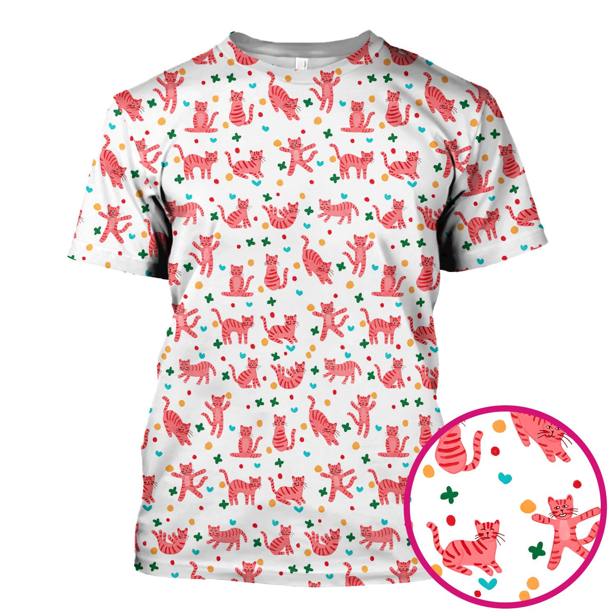 Pink Cat Nurse Scrub Top