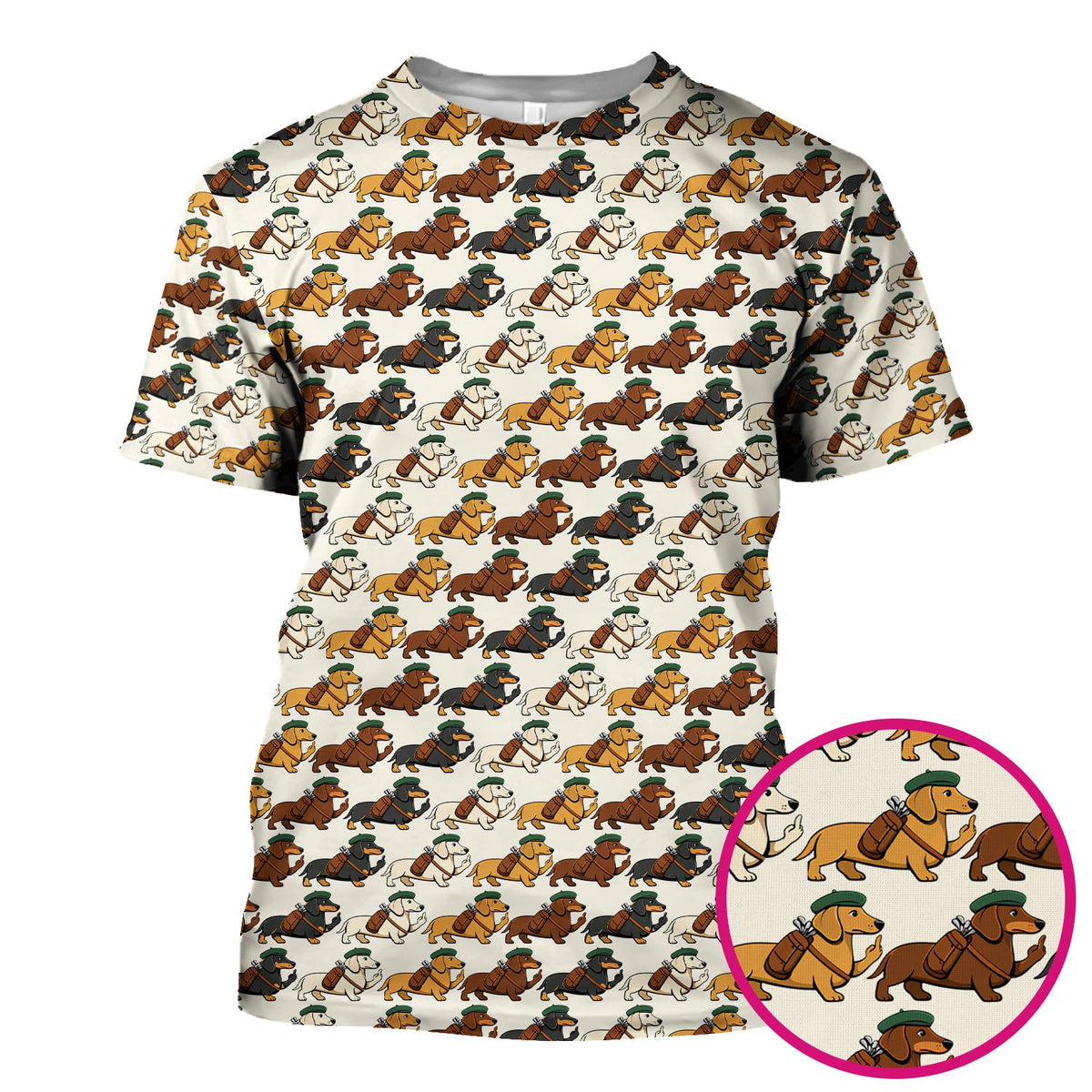 Dachshund Hat And Backpack Nurse Scrub Top
