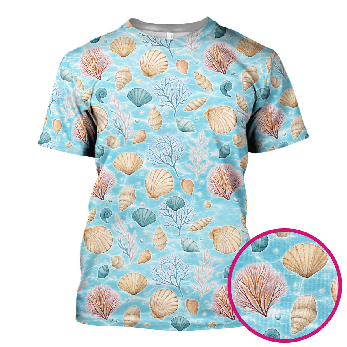 Coastal Seashell And Coral Reef Nurse Scrub Top