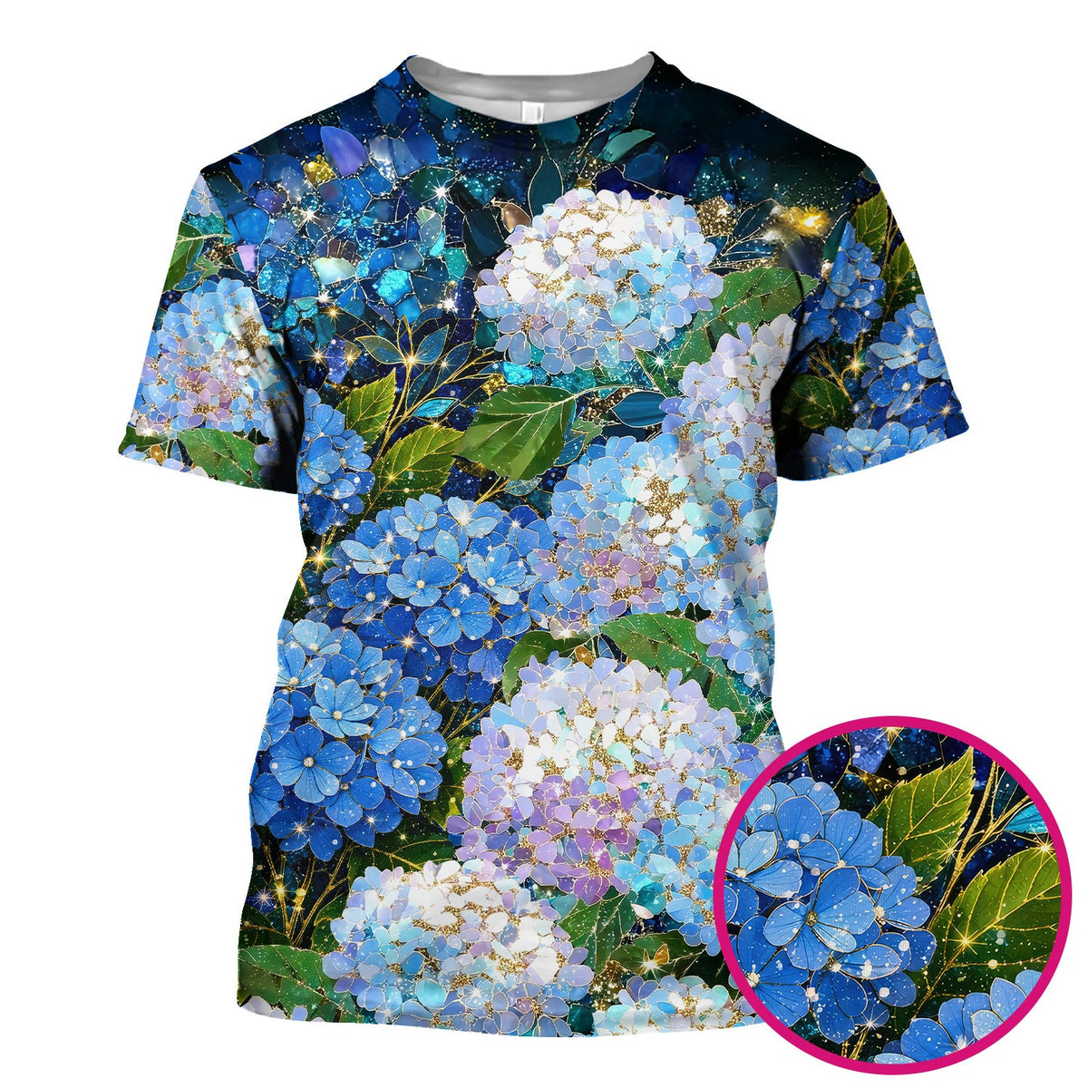 Blue Hydrangea Floral Nurse Scrub Top