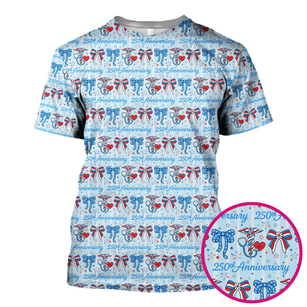 250th Anniversary Nurse Ribbon Heart Scrub Top