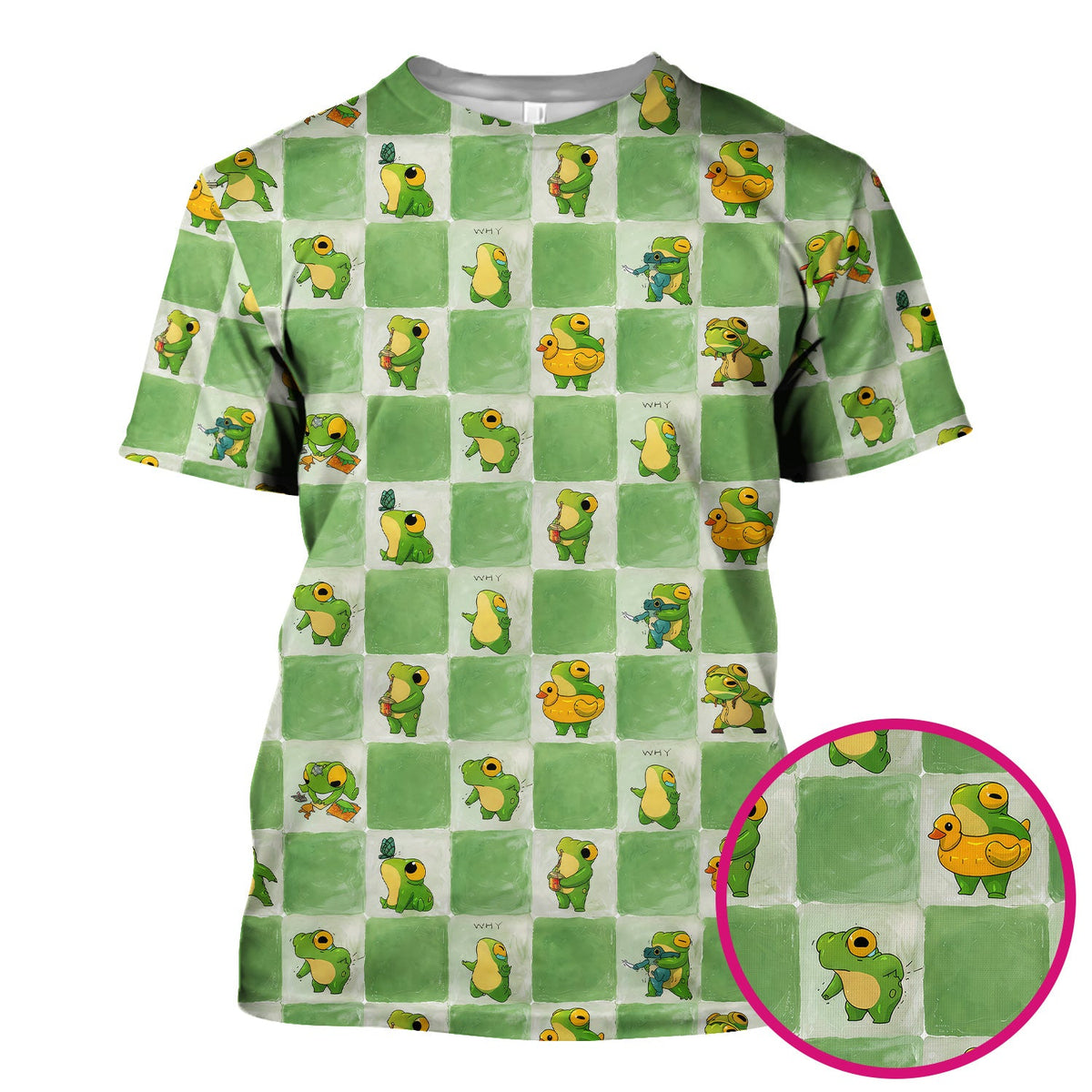 Frog Duck Checkerboard Nurse Scrub Top