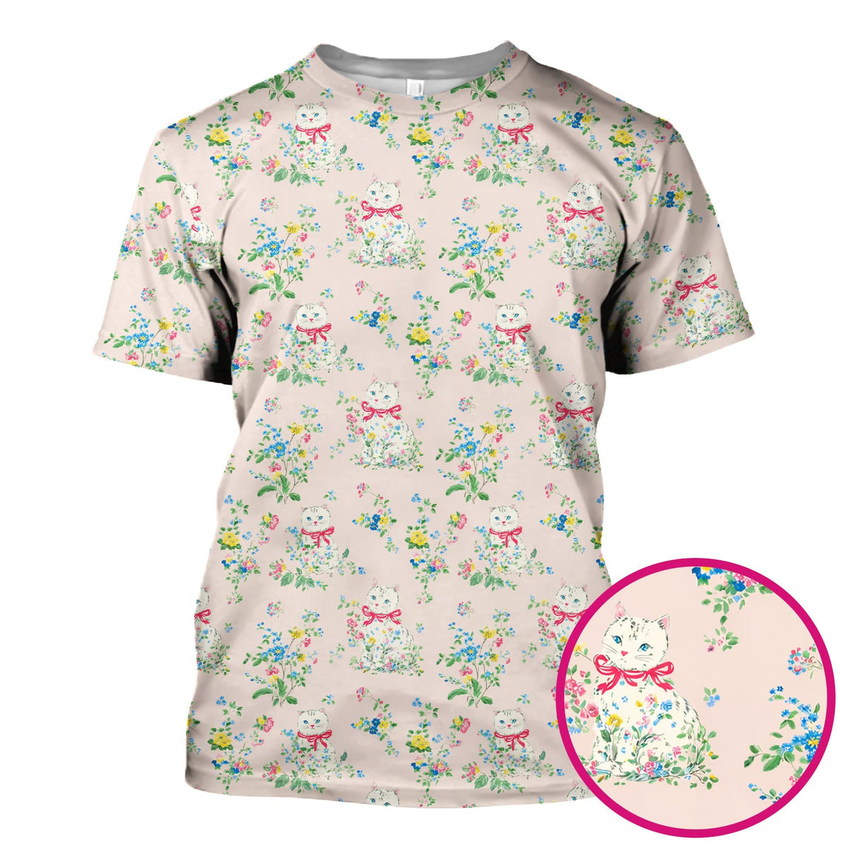 Vintage Floral Cat Nurse Scrub Top