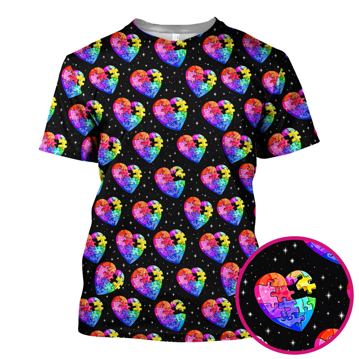 Personalized Rainbow Autism Heart Nurse Scrub Top