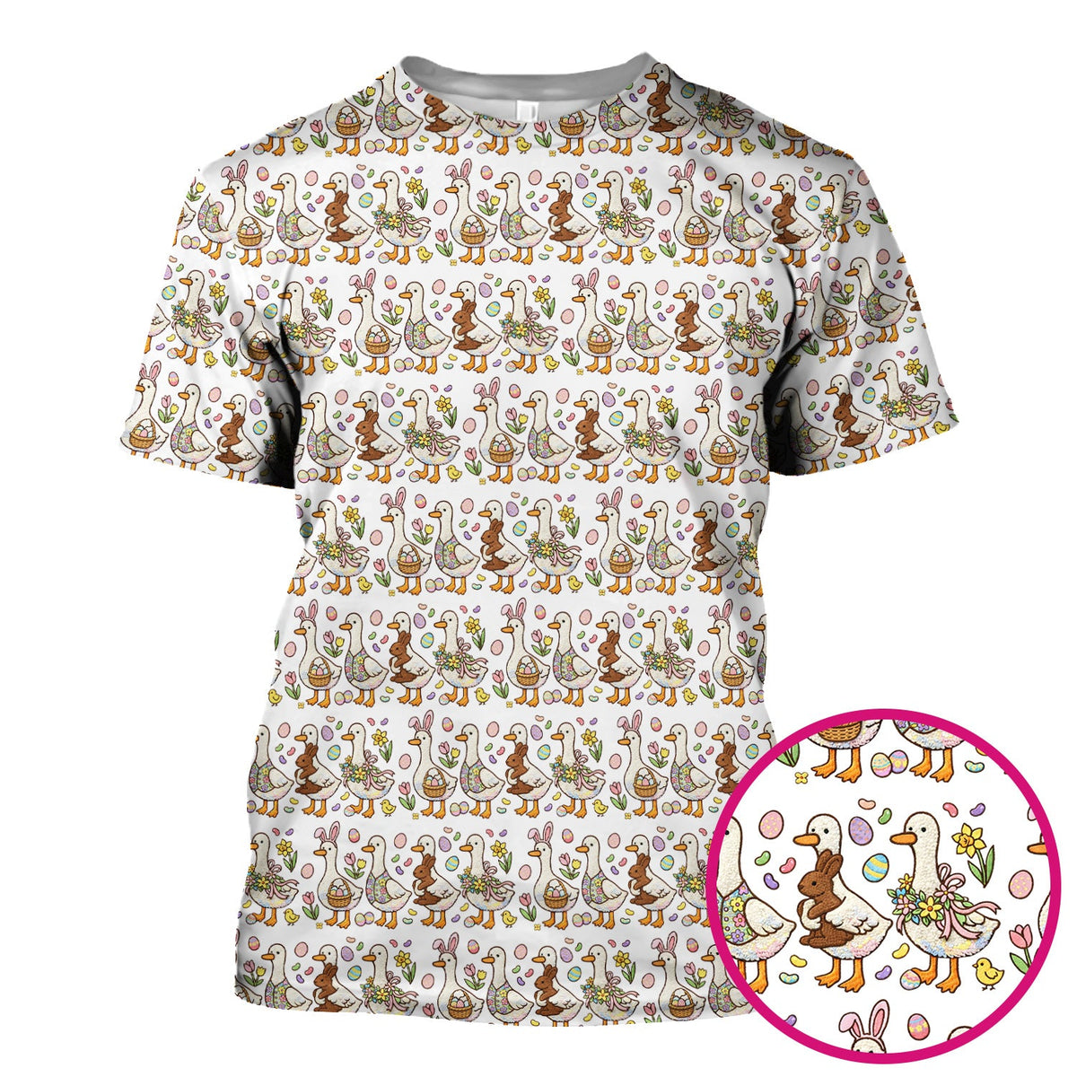 Duck Bunny Egg Floral Nurse Scrub Top - Easter Gift