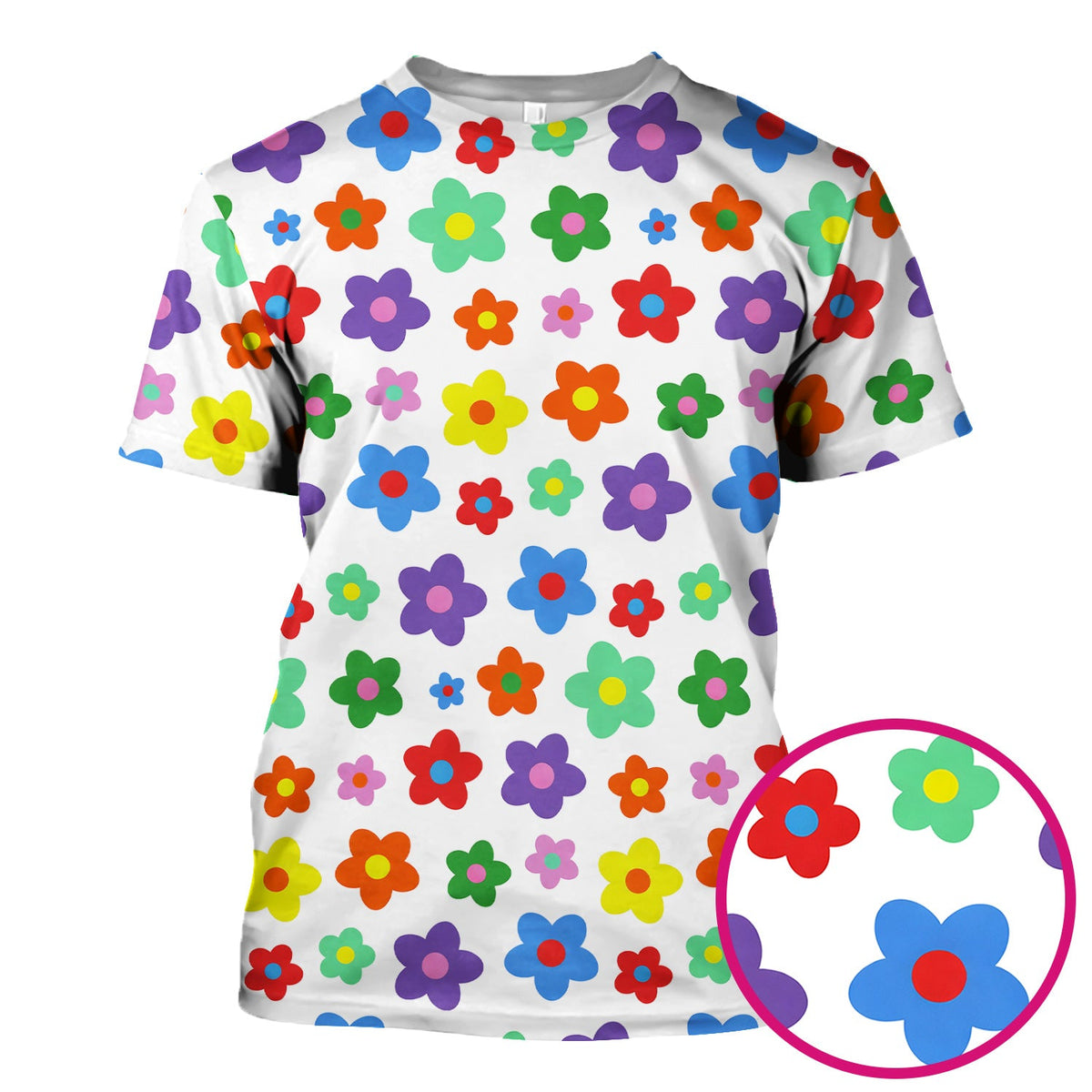 Colorful Retro Flower Nurse Scrub Top