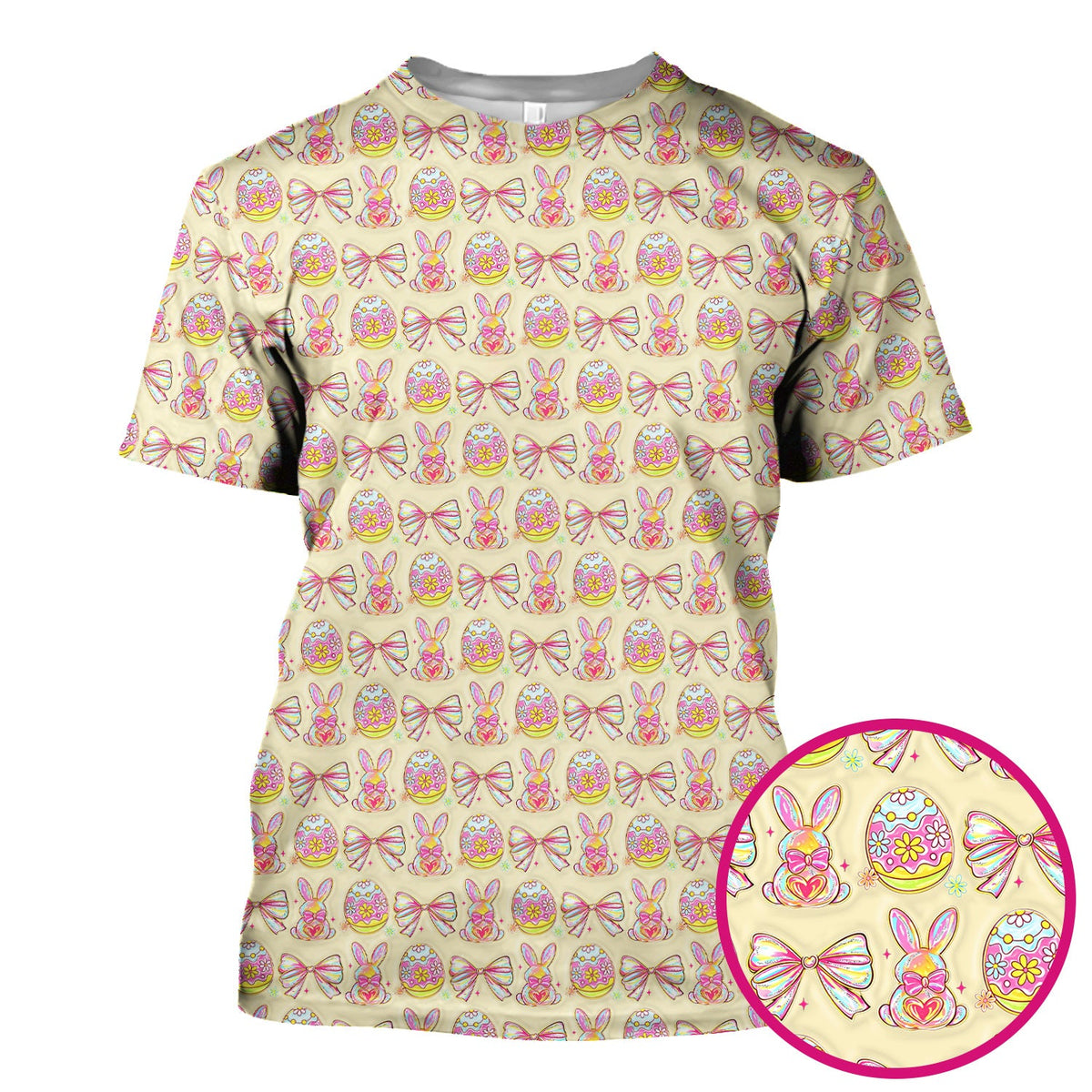 Bunny Pastel Egg Bow Nurse Scrub Top - Easter Gift