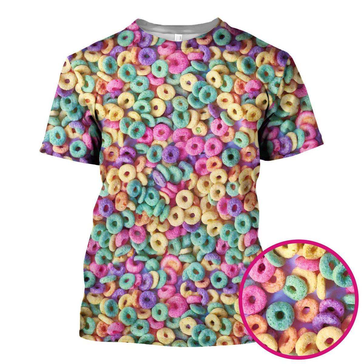 Colorful Cereal Loops Pattern Scrub Top, Comfortable Scrubs for Nurses