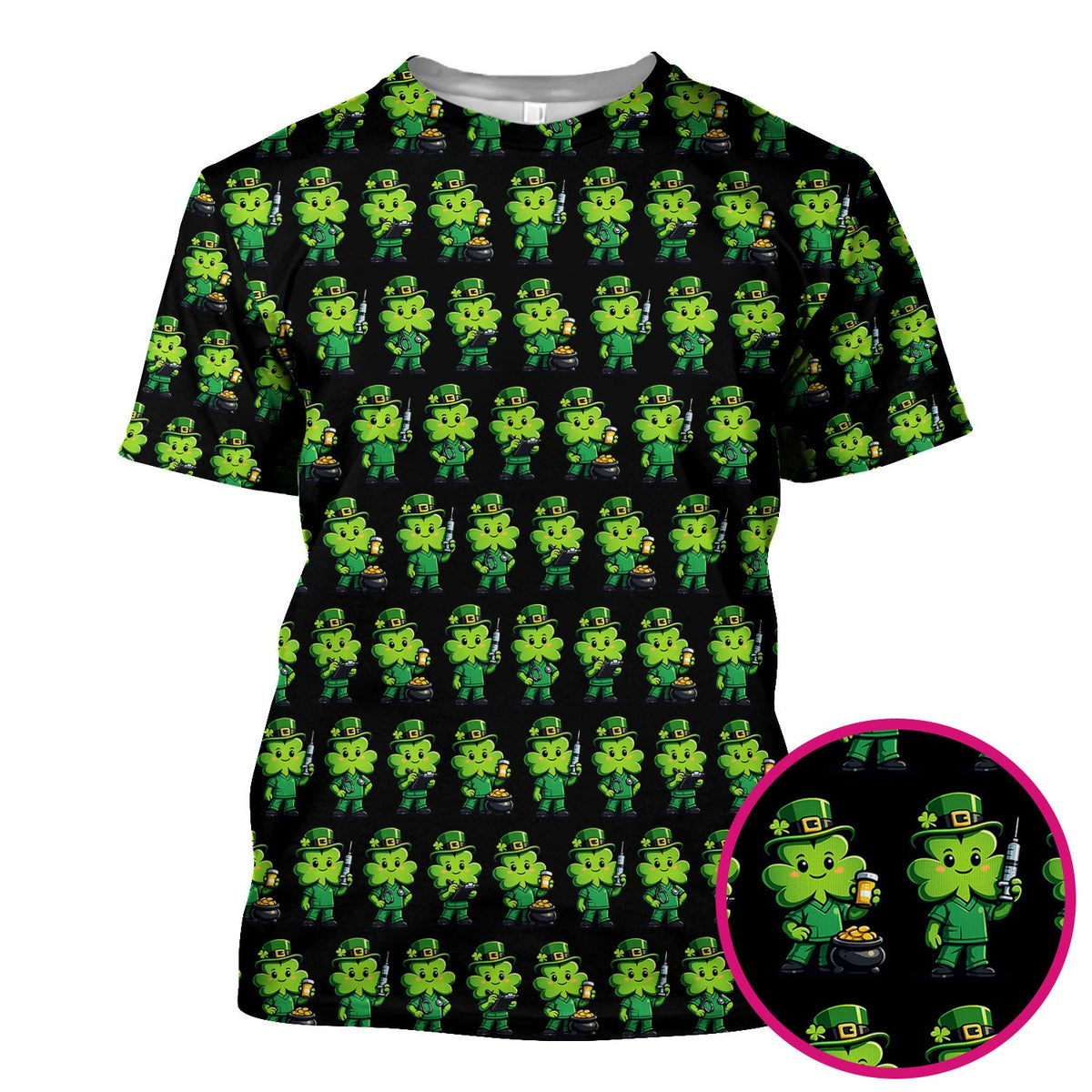 St Patrick Leprechaun Nurse Scrub Top