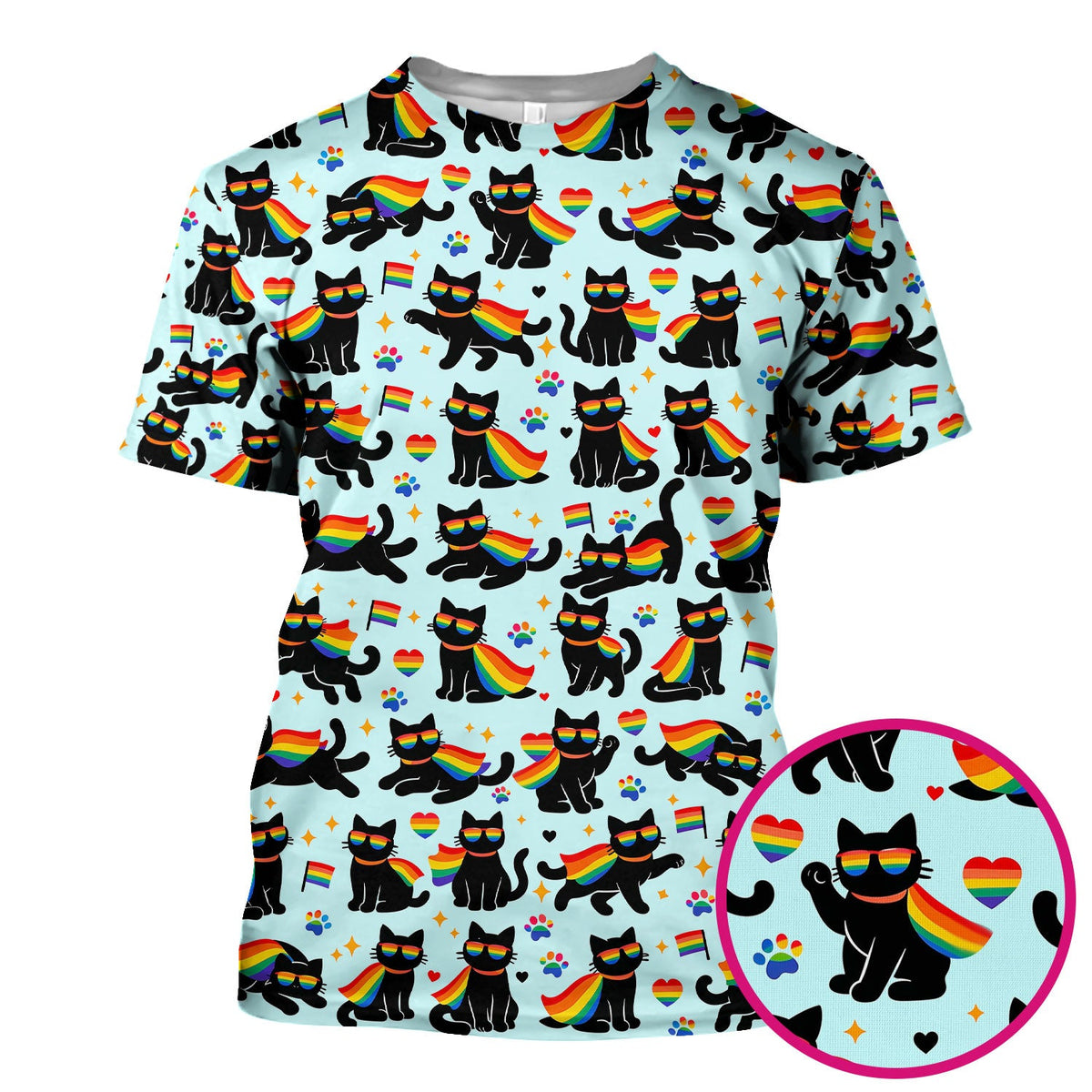 Rainbow Black Cat Pride Nurse Scrub Top