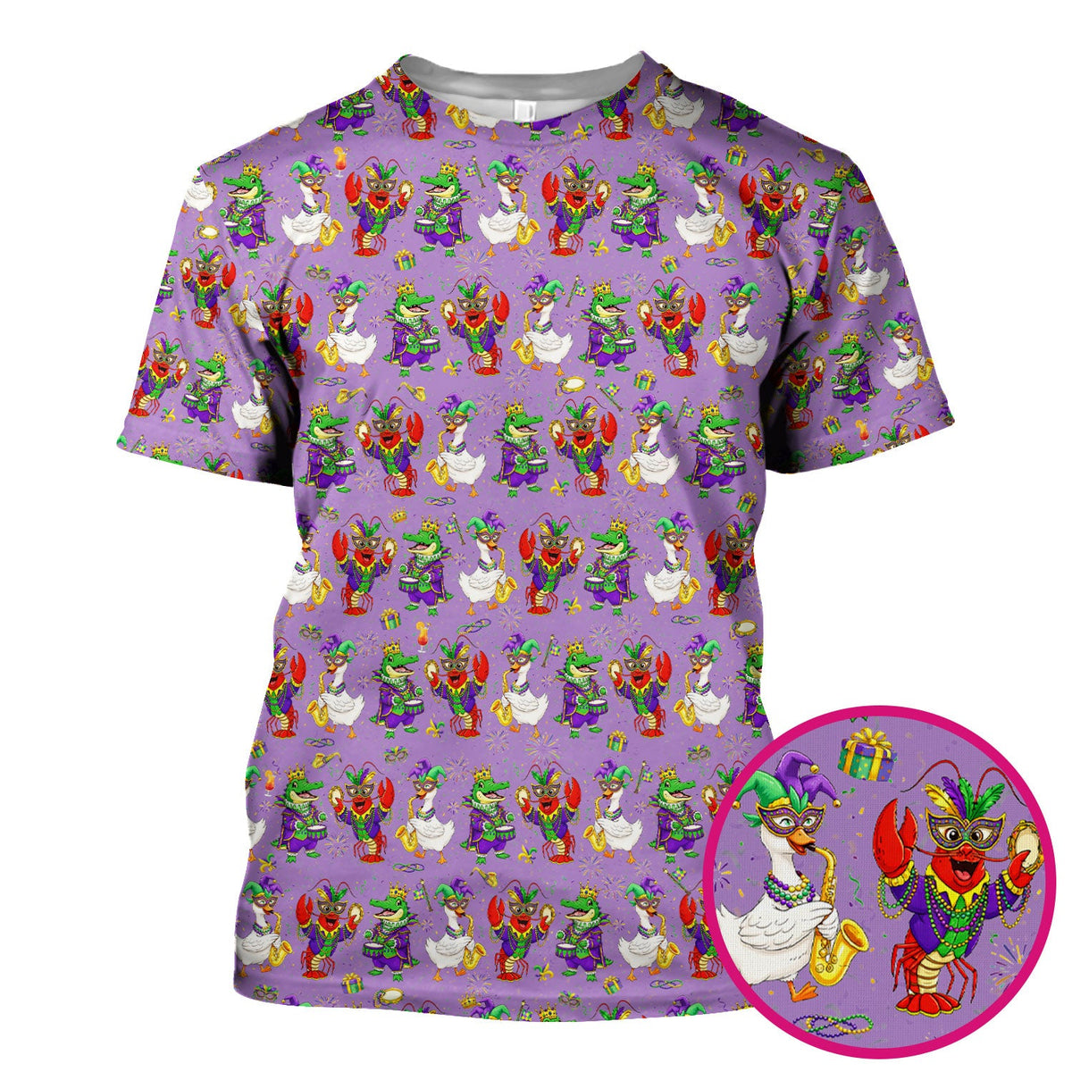 Crawfish Duck Mardi Gras Nurse Scrub Top