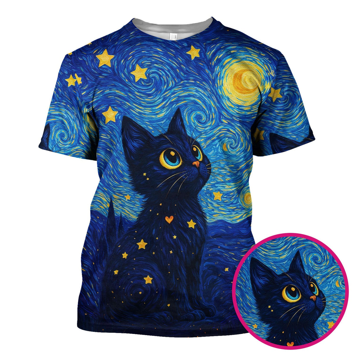 Black Cat Starry Night Nurse Scrub Top