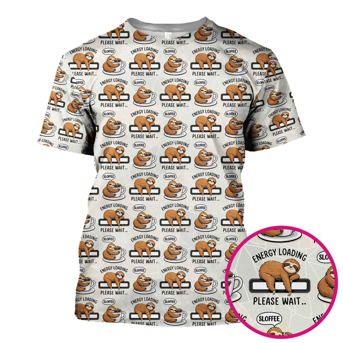 Sloth Coffee Energy Nurse Scrub Top
