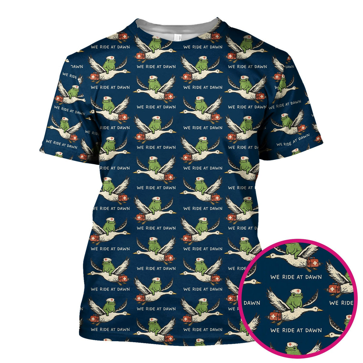 Frog Riding Goose Nurse Scrub Top