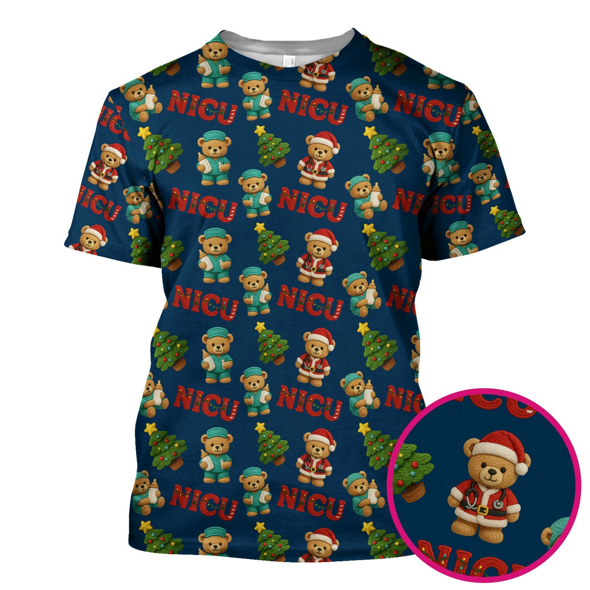 NICU Nurse Teddy Bear Scrub Top - Christmas Gift