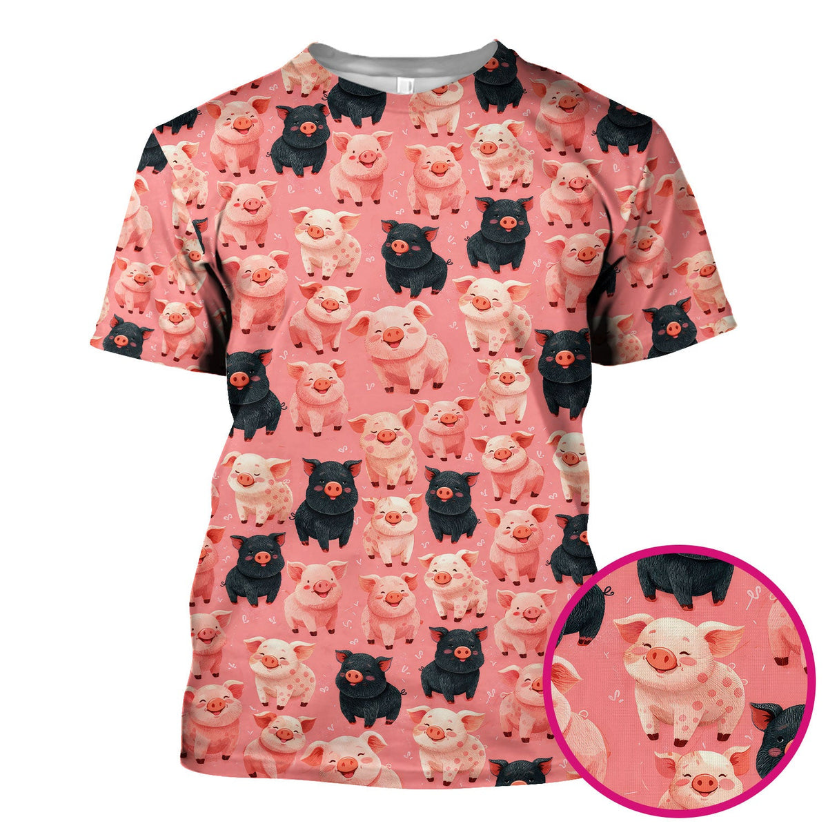 Cartoon Pig Nurse Scrub Top