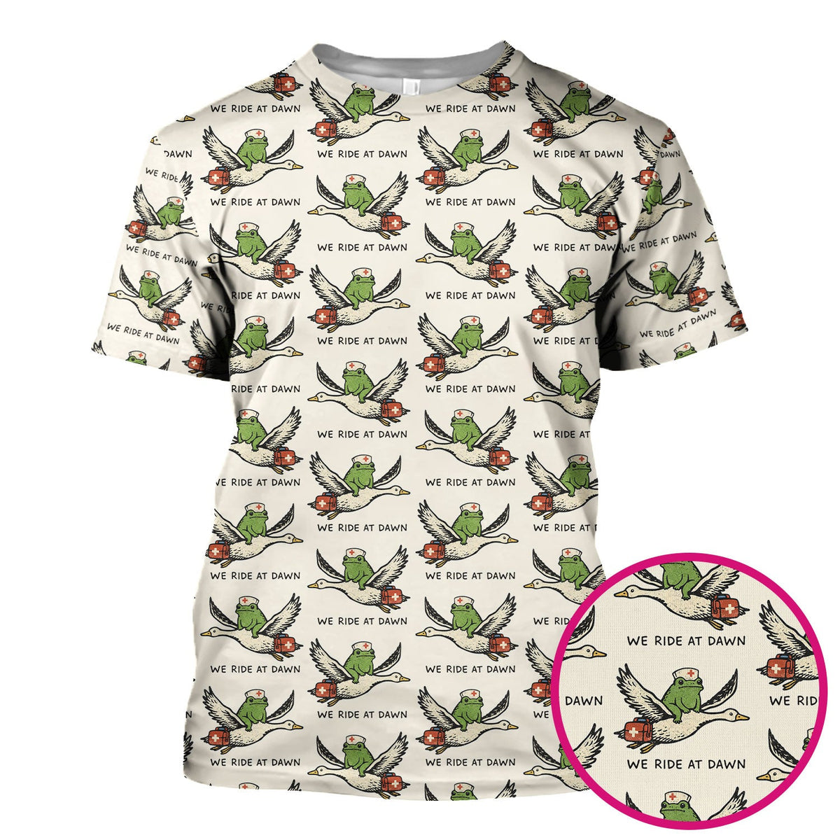 Frog Riding Goose Nurse Scrub Top