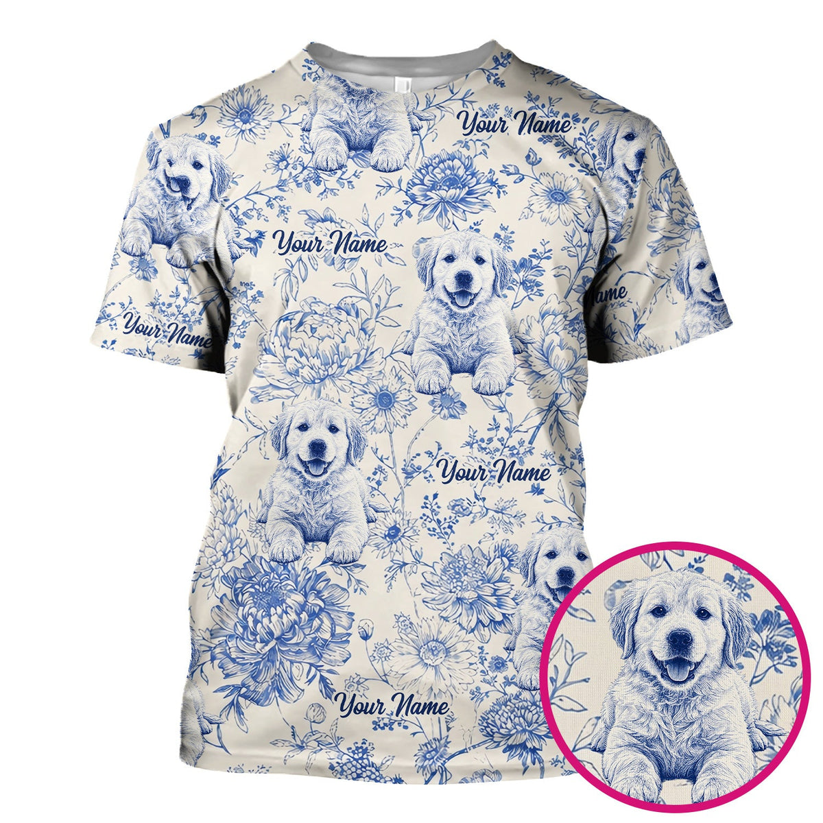 Personalized Pet Photo Floral Nurse Scrub Top