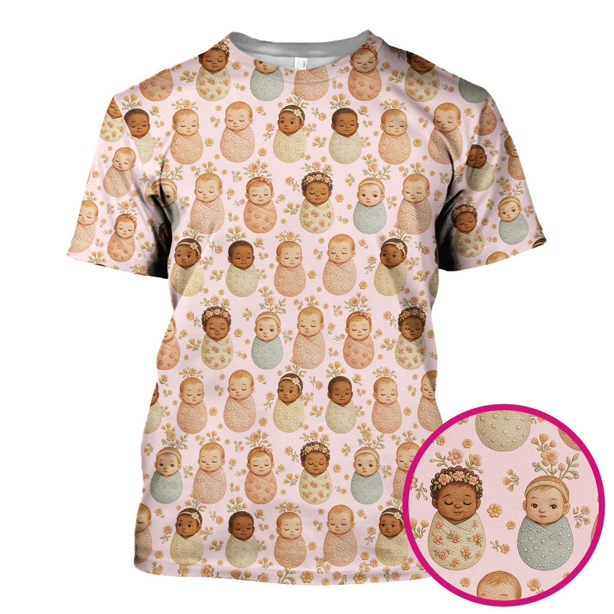 Sweet Newborn Baby Floral Nurse Scrub Top