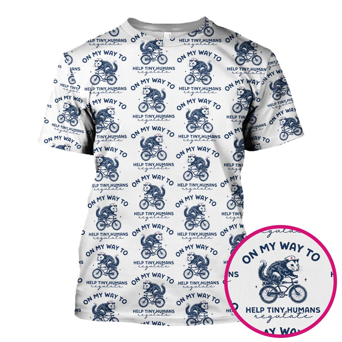 Biking Opossum Funny Quote Nurse Scrub Top