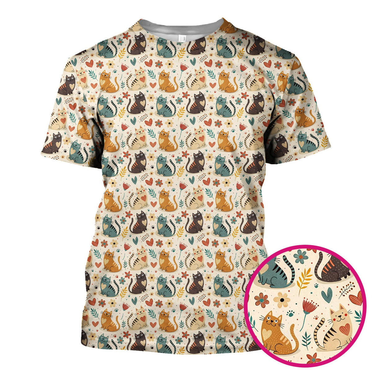Cat Floral Nurse Scrub Top