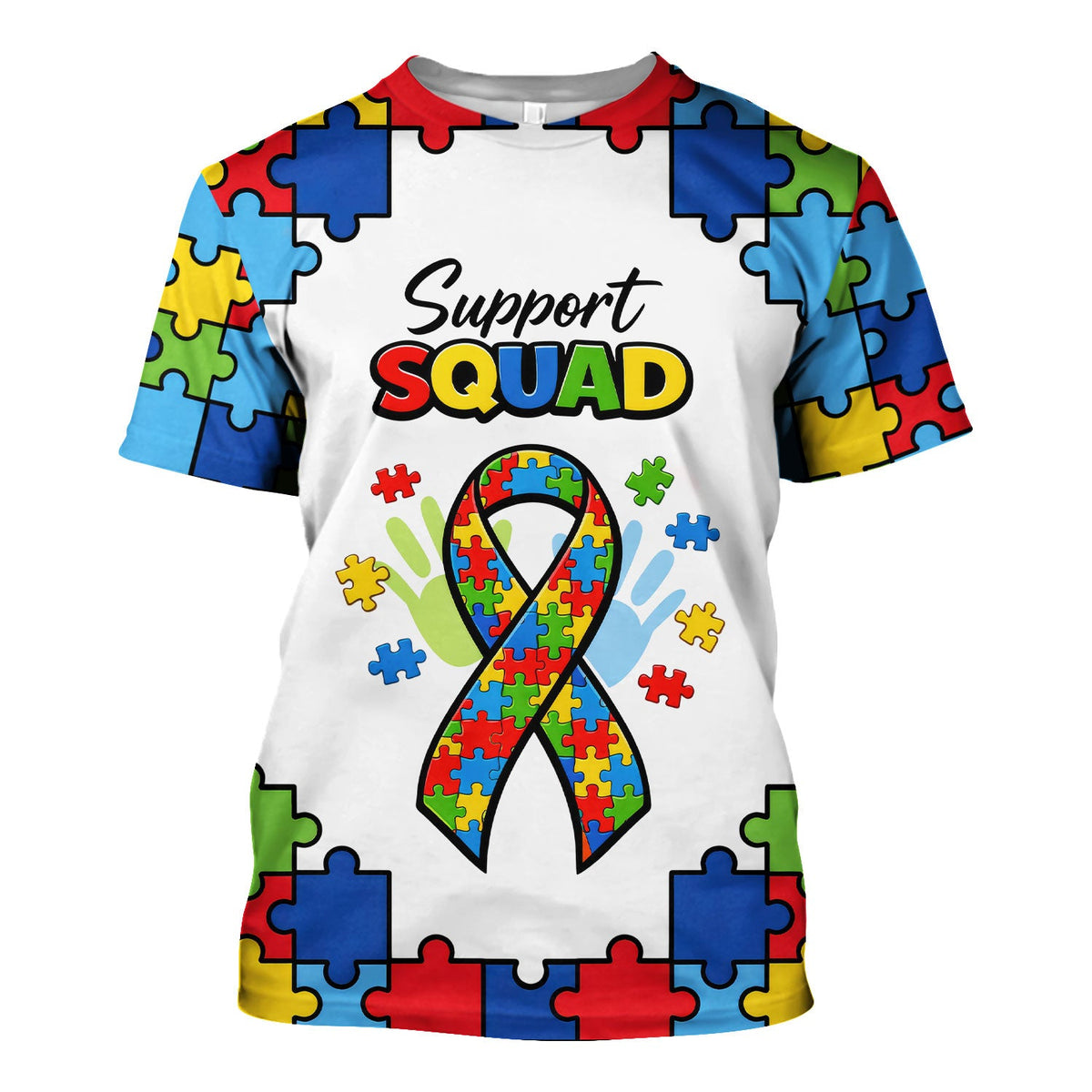 Autism Support Squad Puzzle Ribbon Nurse Scrub Top