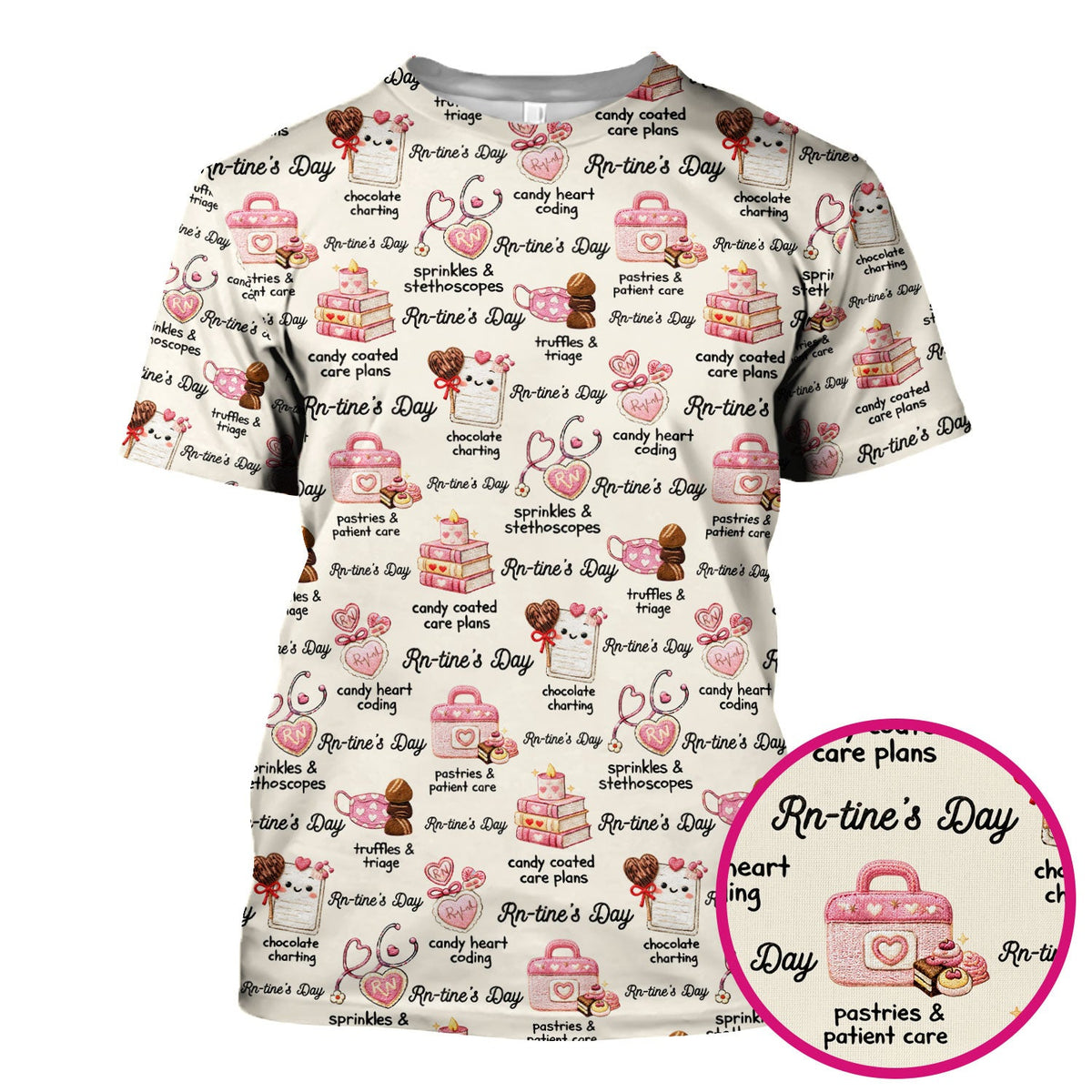 RN Sweets Valentine Stethoscope Nurse Scrub Top