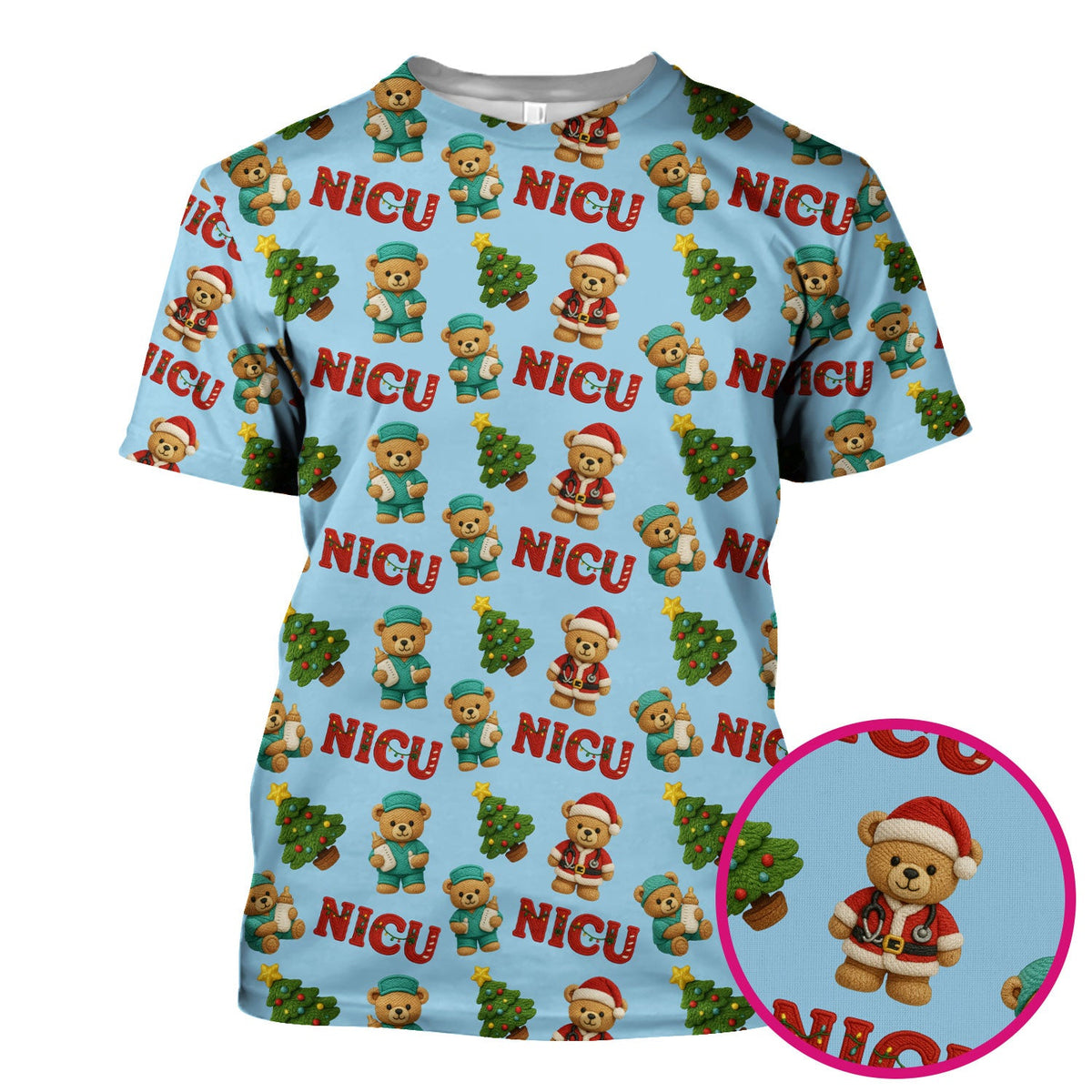 NICU Nurse Teddy Bear Scrub Top - Christmas Gift