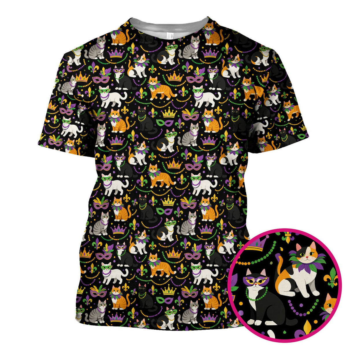 Cat Mardi Gras Nurse Scrub Top