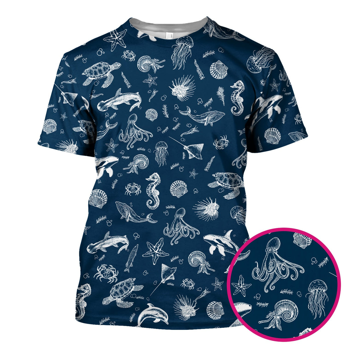 Marine Sea Life Nurse Scrub Top
