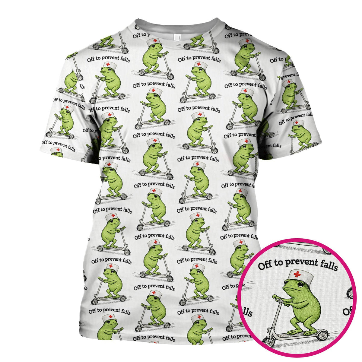 Funny Nurse Scrub Top, Off To Prevent Falls Nursing Shirt, Breathable Fabrics Nursing Uniform