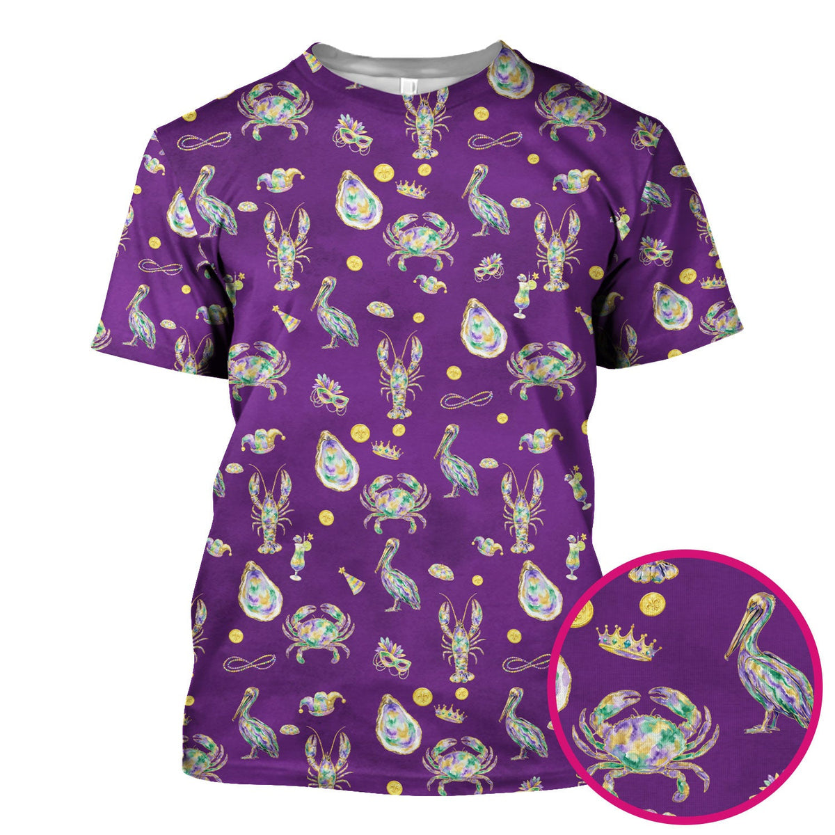 Mardi Gras Seafood Nurse Scrub Top
