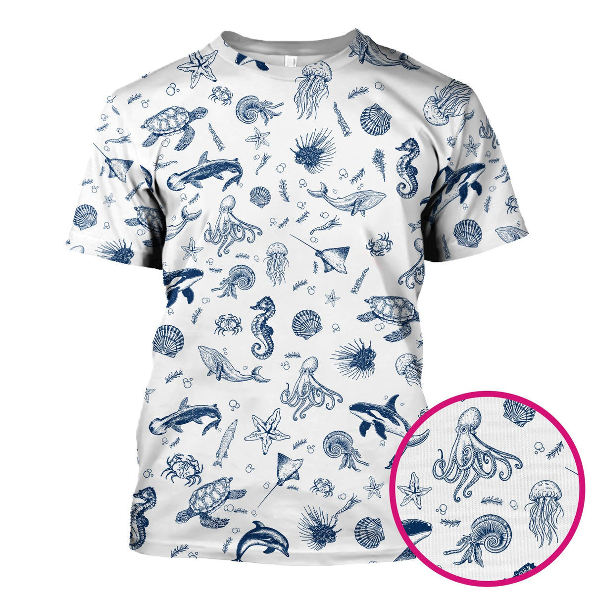 Marine Sea Life Nurse Scrub Top