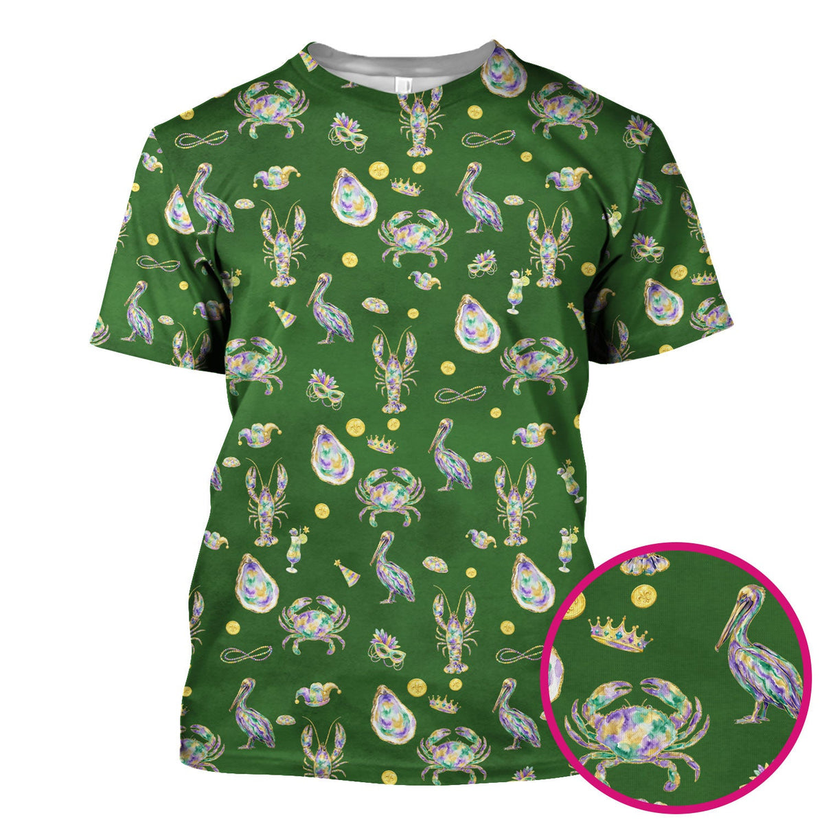 Mardi Gras Seafood Nurse Scrub Top