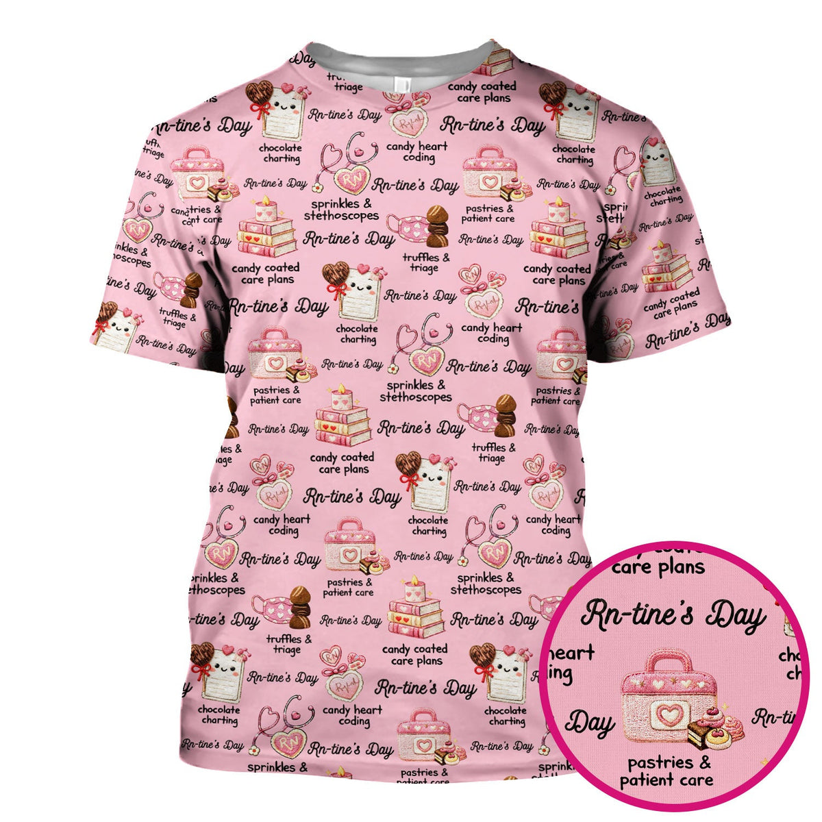 RN Sweets Valentine Stethoscope Nurse Scrub Top