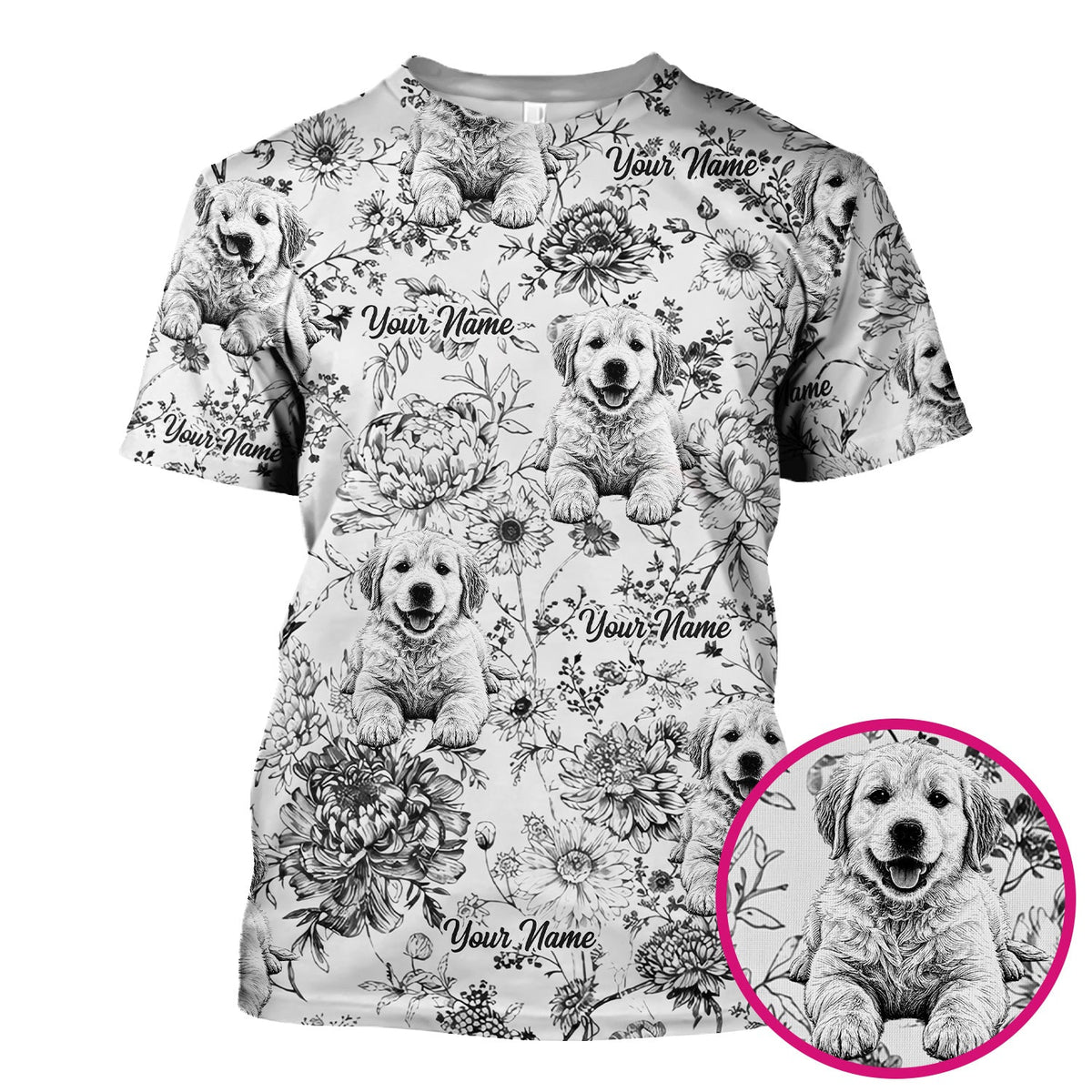 Personalized Pet Photo Floral Nurse Scrub Top