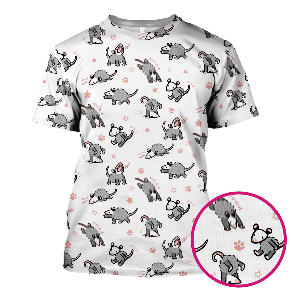 Cartoon Opossum Nurse Scrub Top