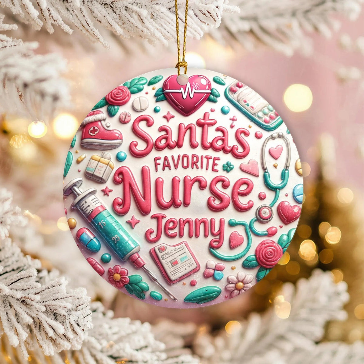 Personalized Santa's Favorite Ceramic Christmas Nurse Ornament