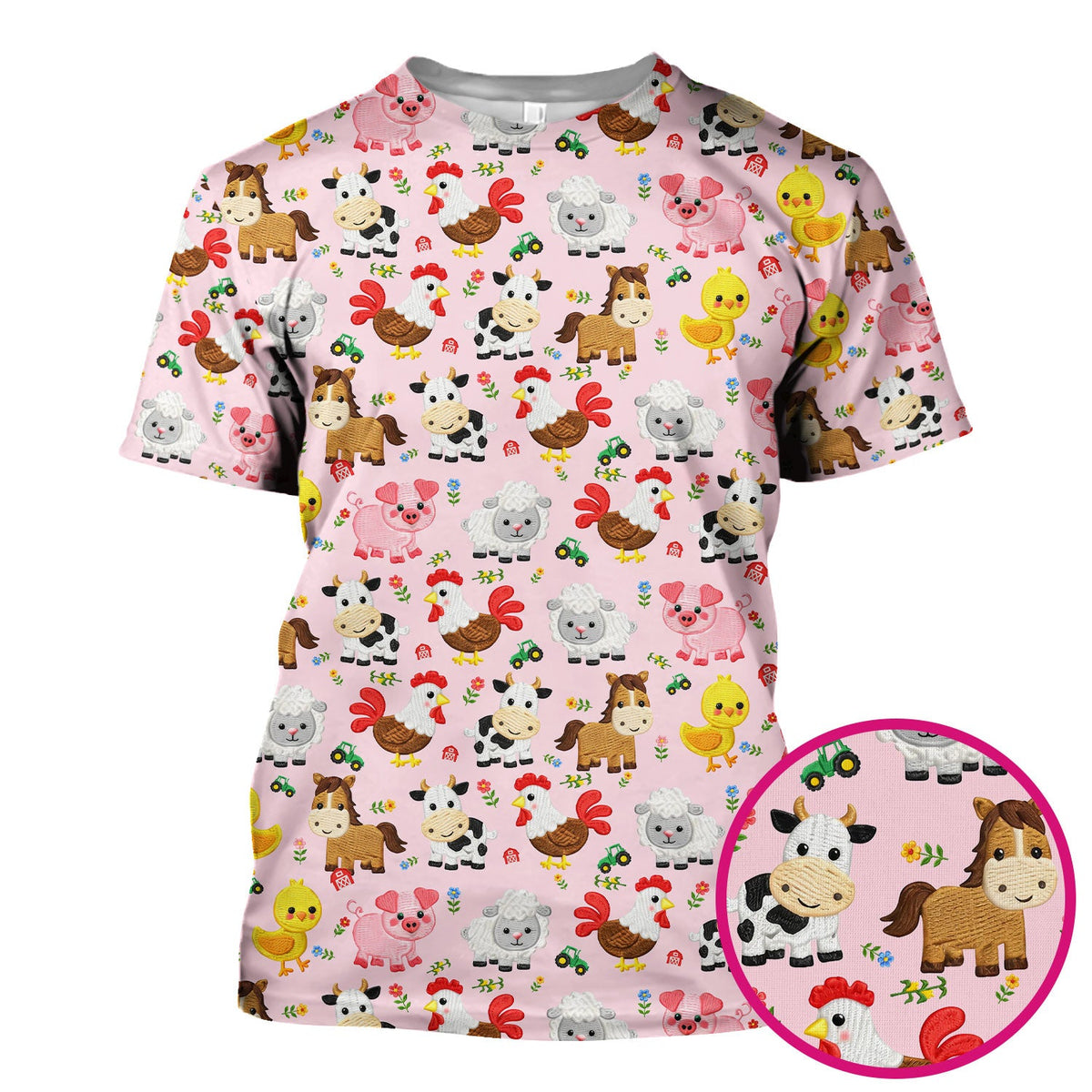 Cartoon Farm Animal Nurse Scrub Top