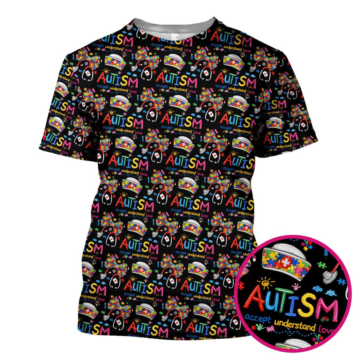 Autism Awareness Accept Understand Love Nurse Scrub Top