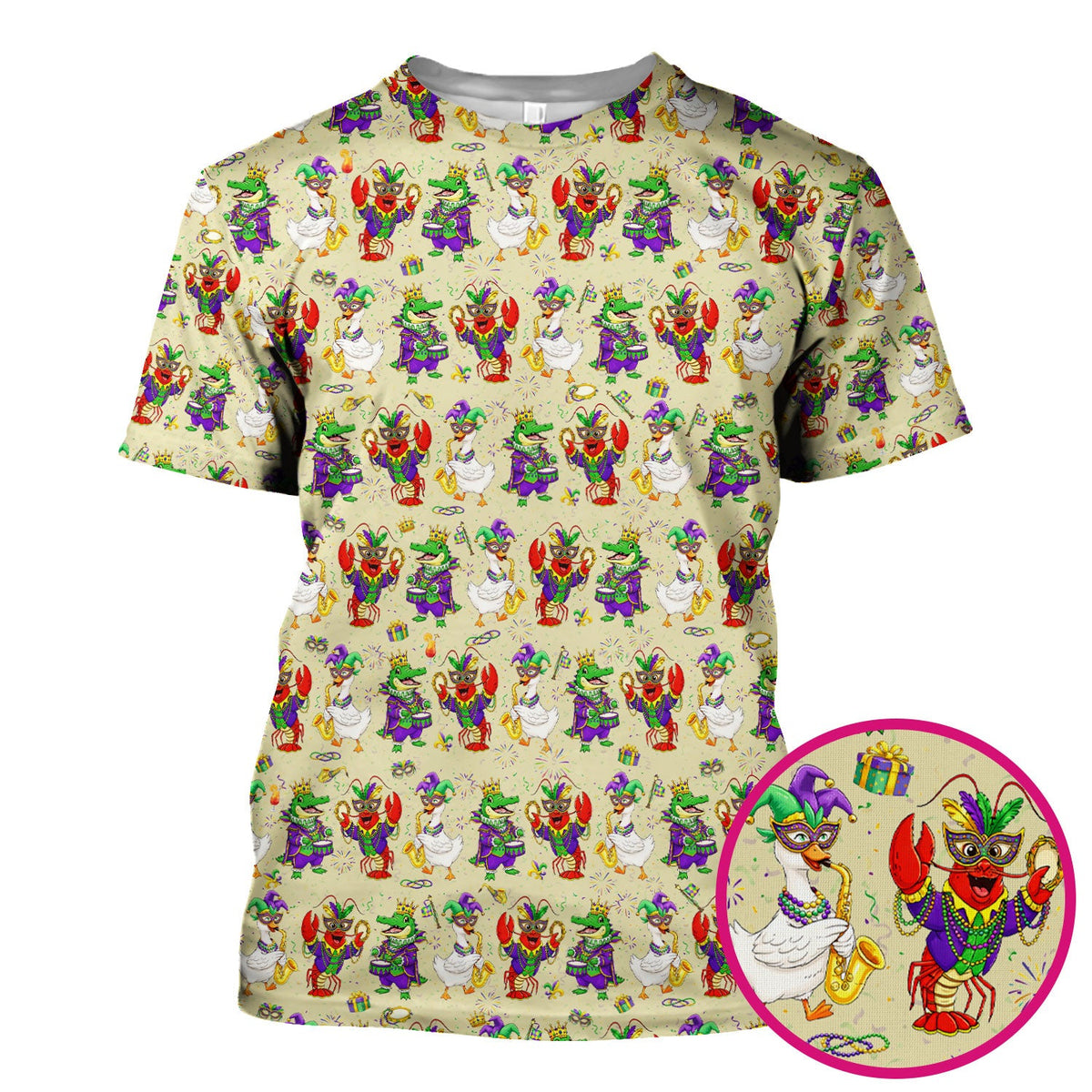 Crawfish Duck Mardi Gras Nurse Scrub Top
