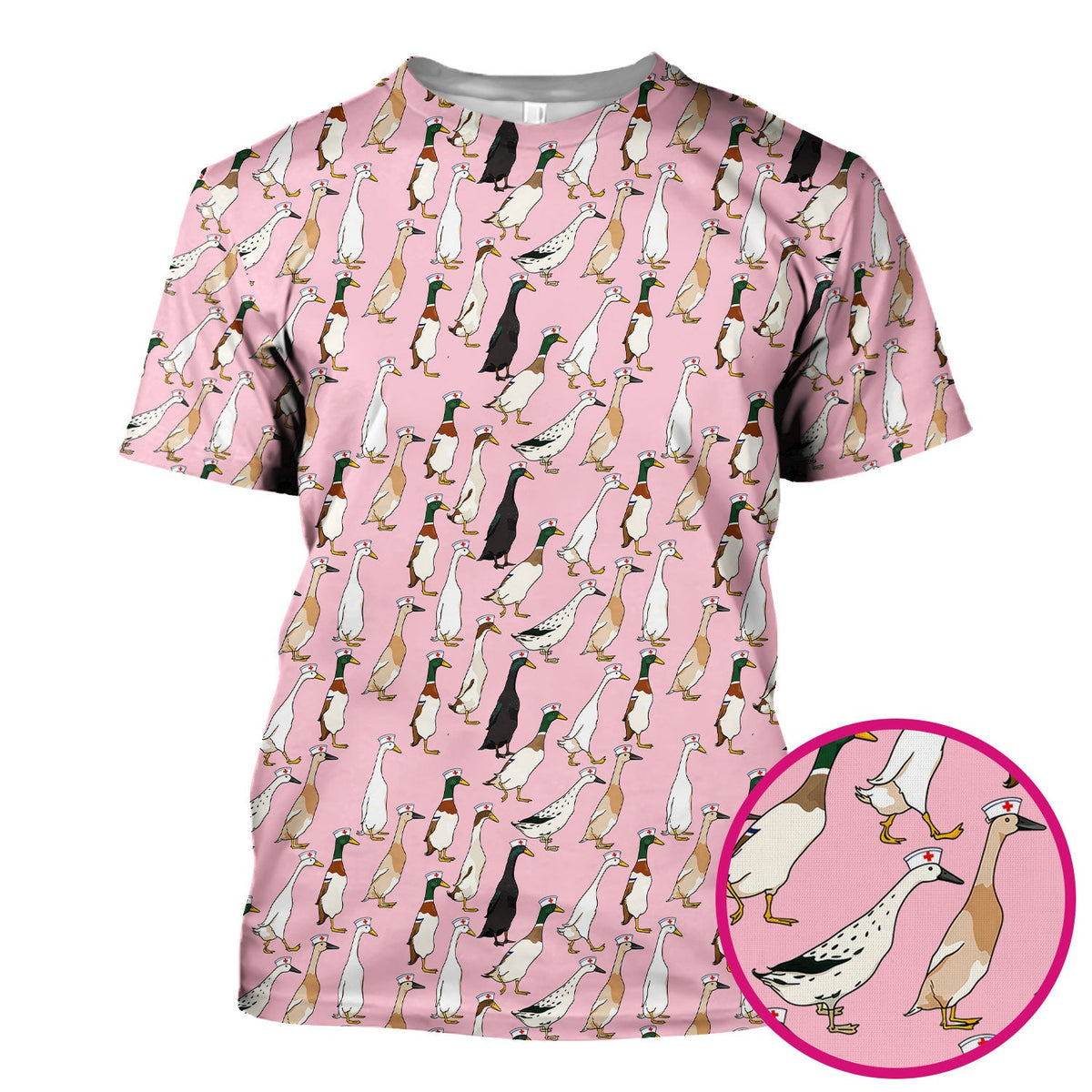 Duck Pattern Nurse Scrub Top