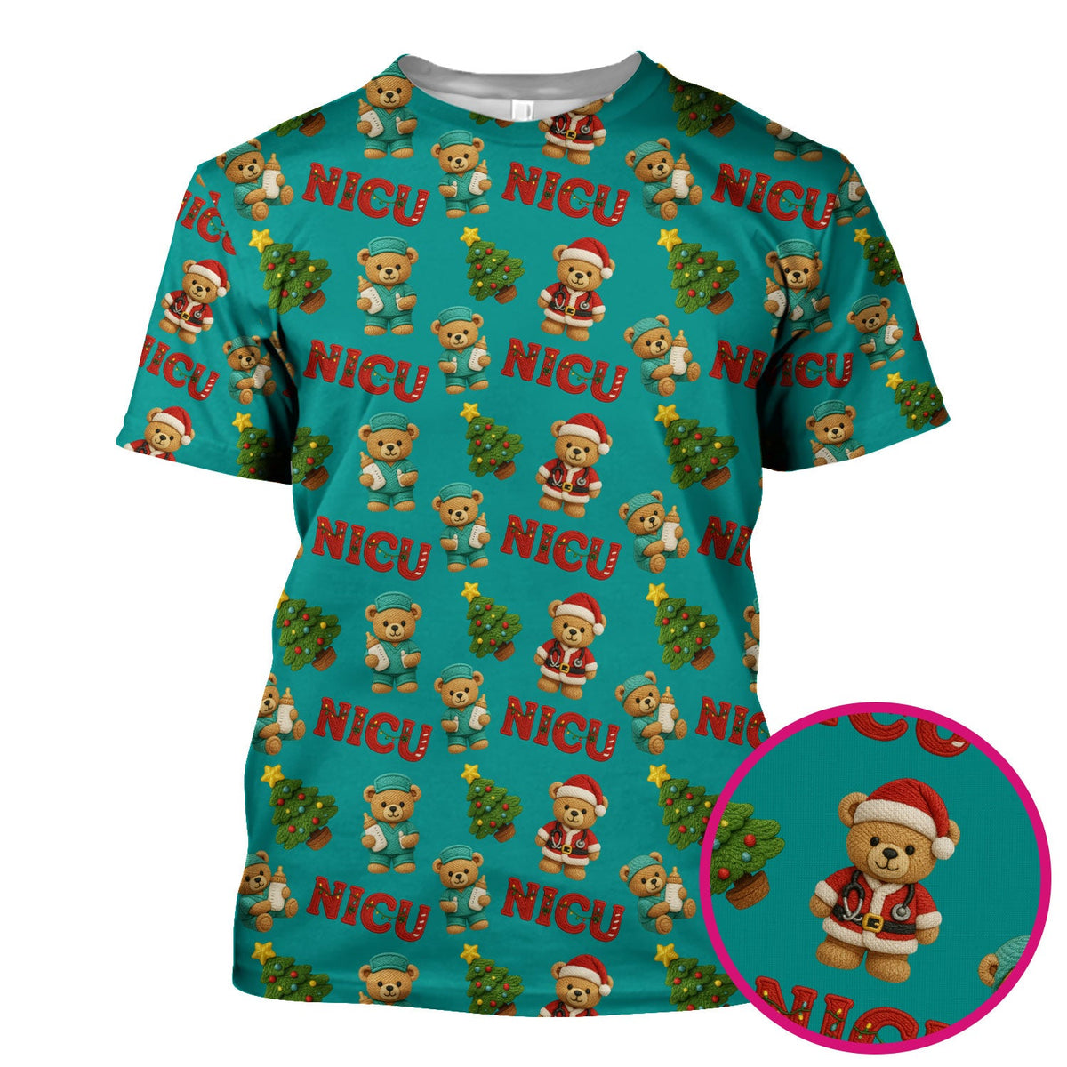 NICU Nurse Teddy Bear Scrub Top - Christmas Gift