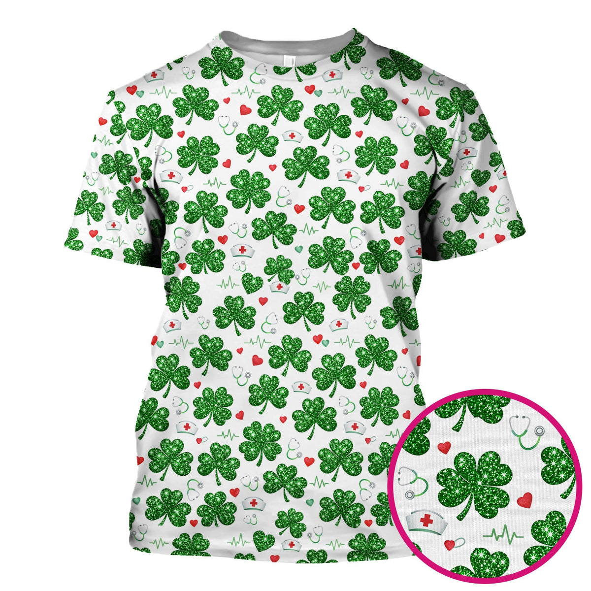 St Patrick Clover Nurse Scrub Top