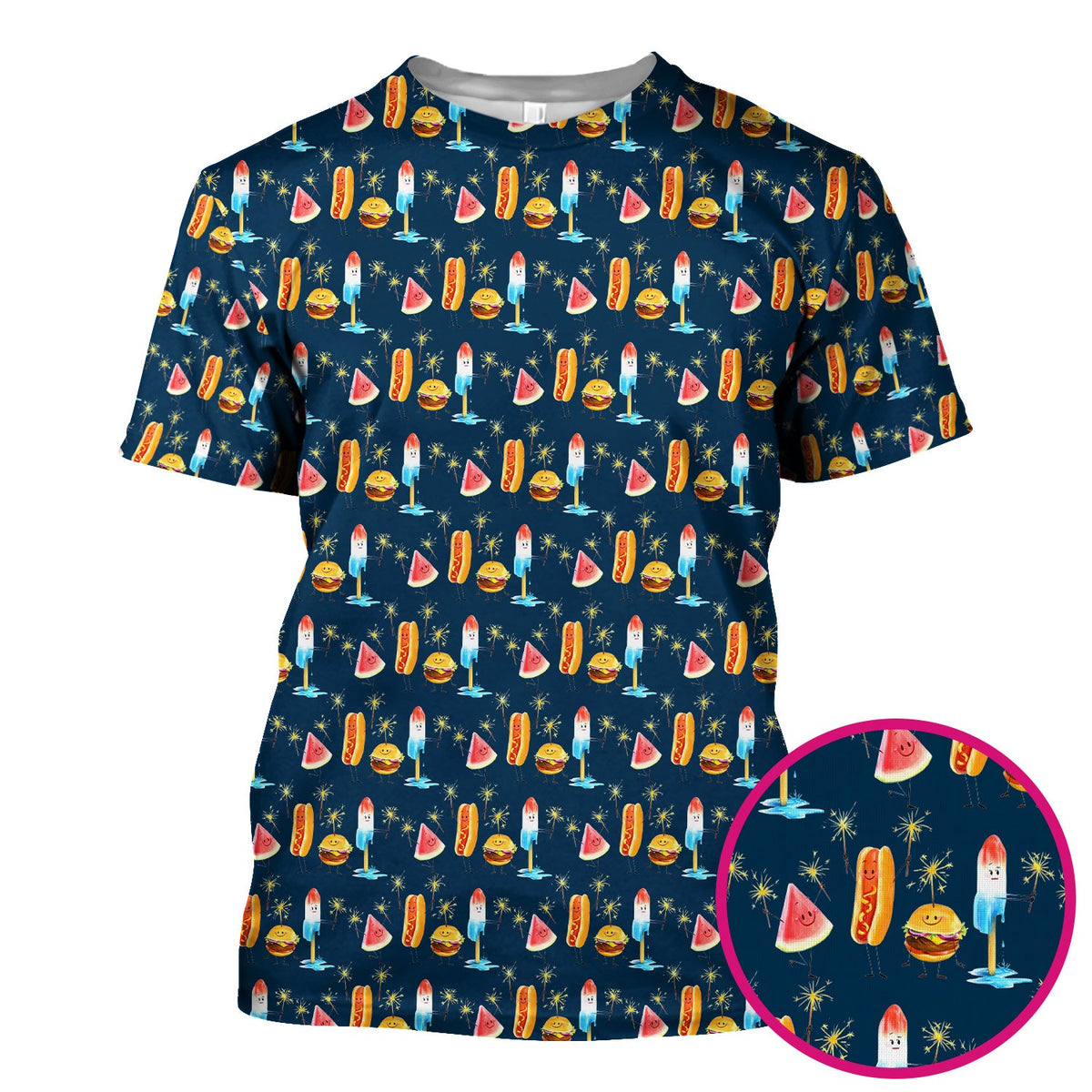 Summer Food Icons Nurse Scrub Top