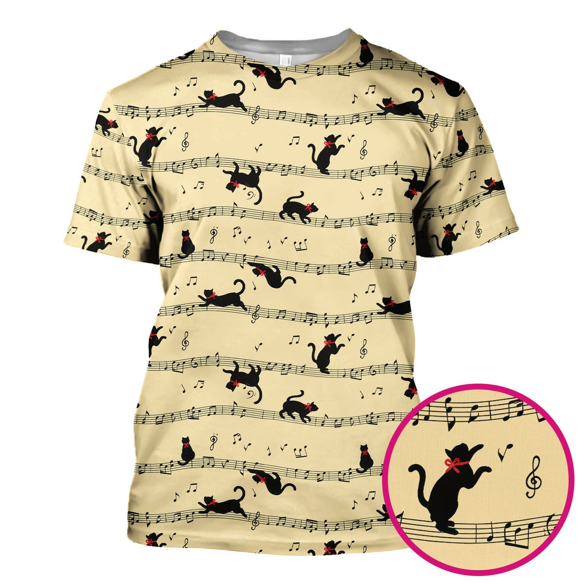 Dancing Black Cat Music Nurse Scrub Top
